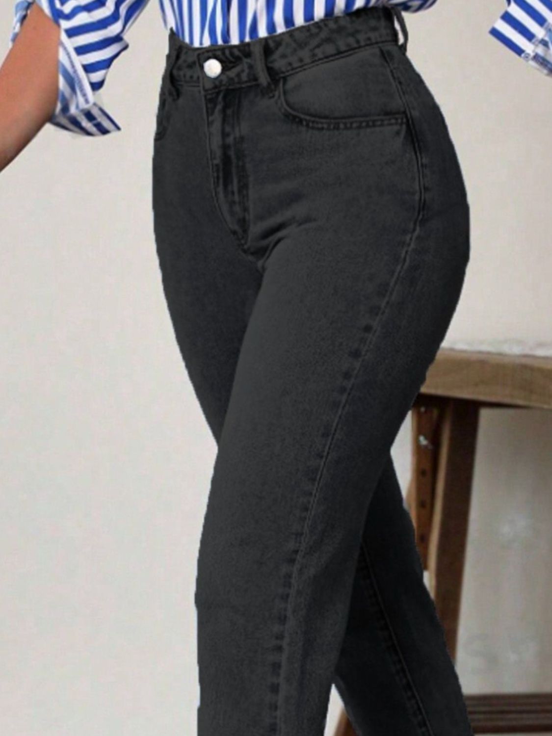 High Waist Jeans with Pockets - felvior