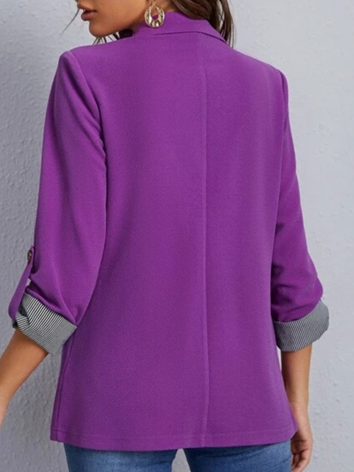 Lapel Collar Roll-Tab Sleeve Blazer - felvior