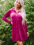 Collared Neck Buttoned Mini Dress - felvior