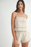 MABLE Embroidered Crop Top and Shorts Set - felvior