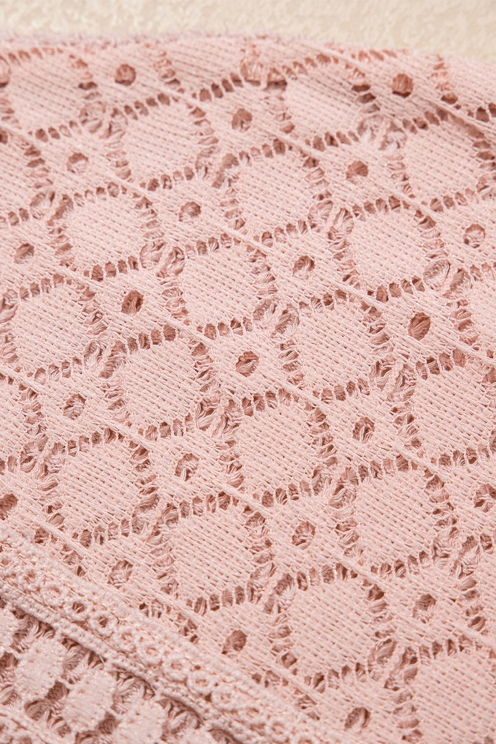 Lace Patchwork Waffle Short Sleeve Knit Top - felvior