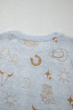 Printed T-Shirt and Elastic Waist Shorts Set