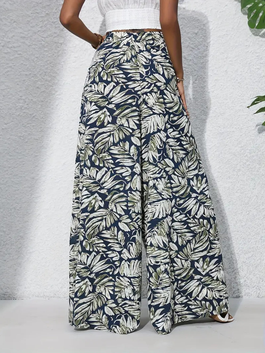 Printed High Waist Wide Leg Pants - felvior