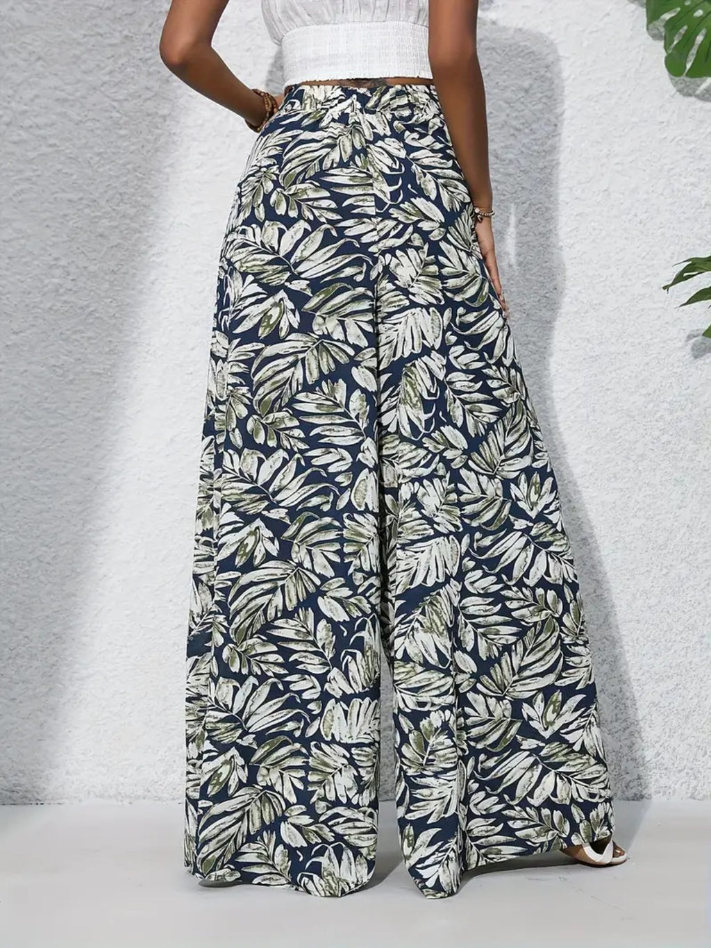 Printed High Waist Wide Leg Pants