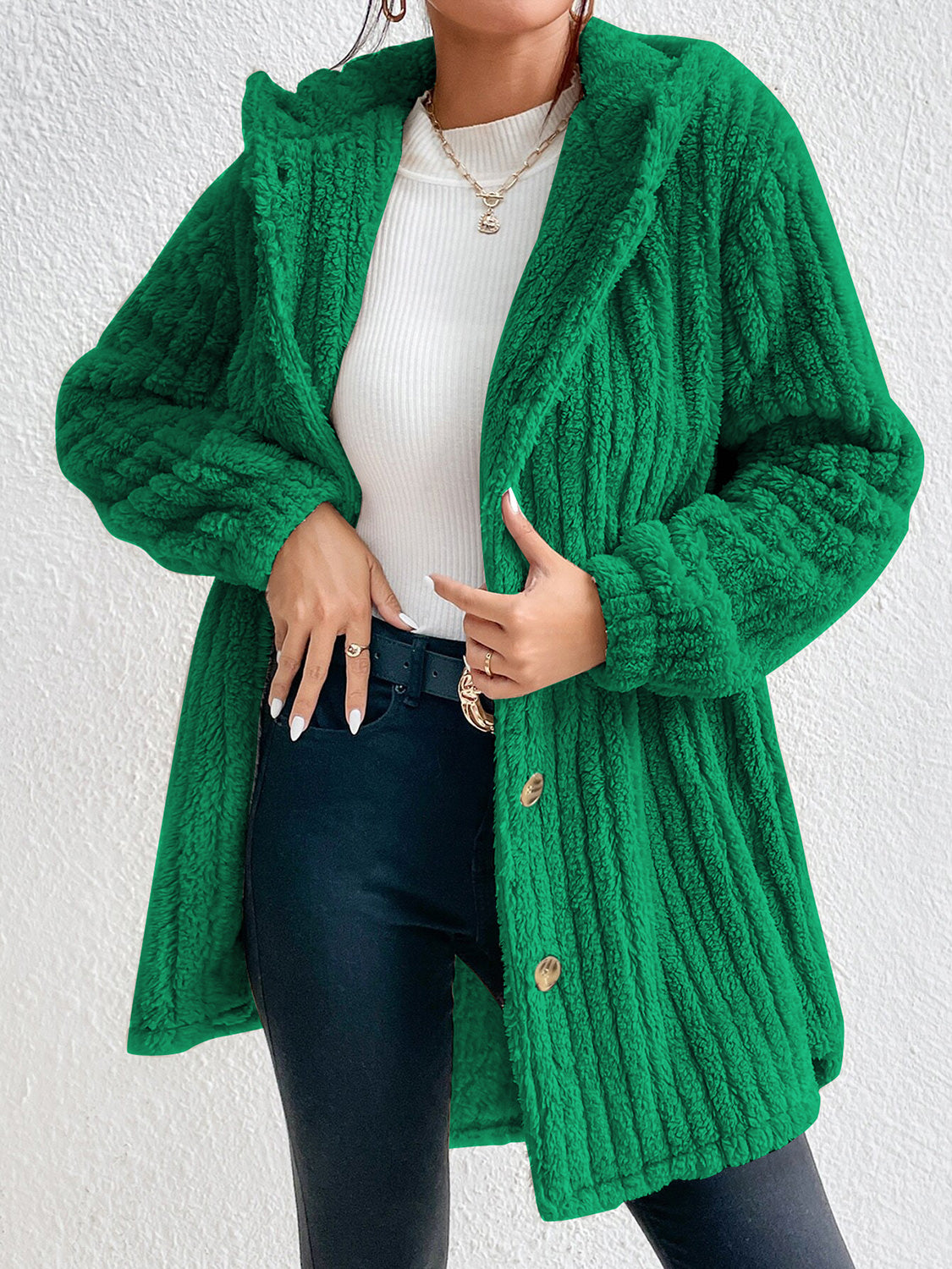 Button Down Hooded Coat - felvior