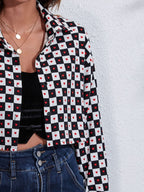 Button Down Printed Cropped Jacket