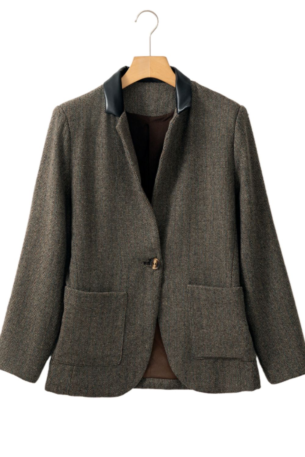 Pocketed Buttoned Long Sleeve Blazer - felvior