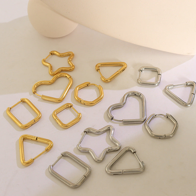 Titanium Steel Geometric Huggie Earrings - felvior