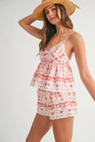 MABLE Floral Printed Peplum Top and Shorts Set - felvior