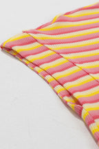 Striped Round Neck Short Sleeve Top and Pants Set