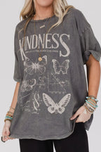 Kindness Butterflies Graphic Mineral Wash Loose Tee