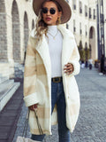 Plaid Button Down Coat with Pockets - felvior