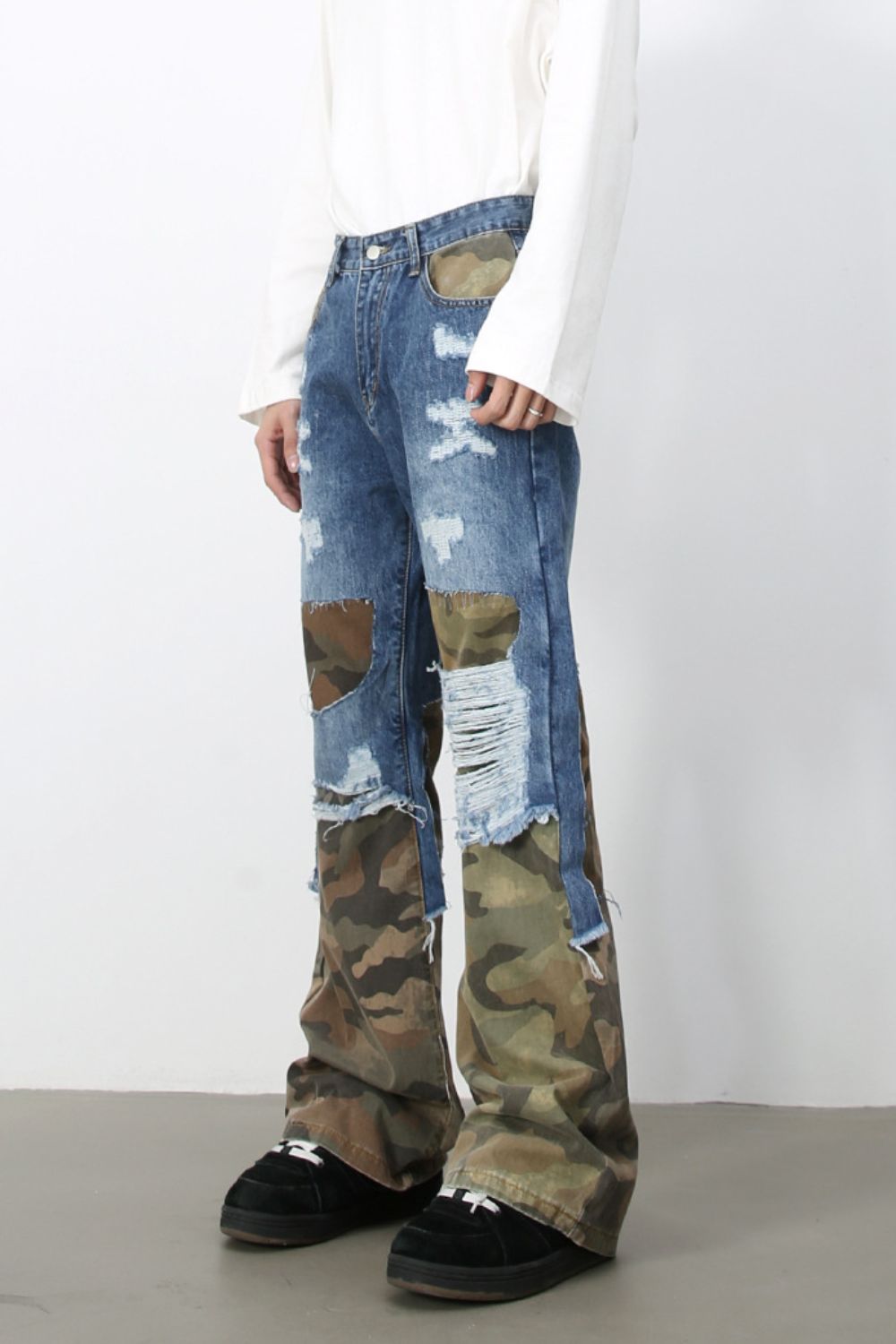 Men's Distressed Camouflage Jeans