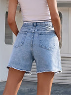 Raw Hem High Waist Denim Shorts