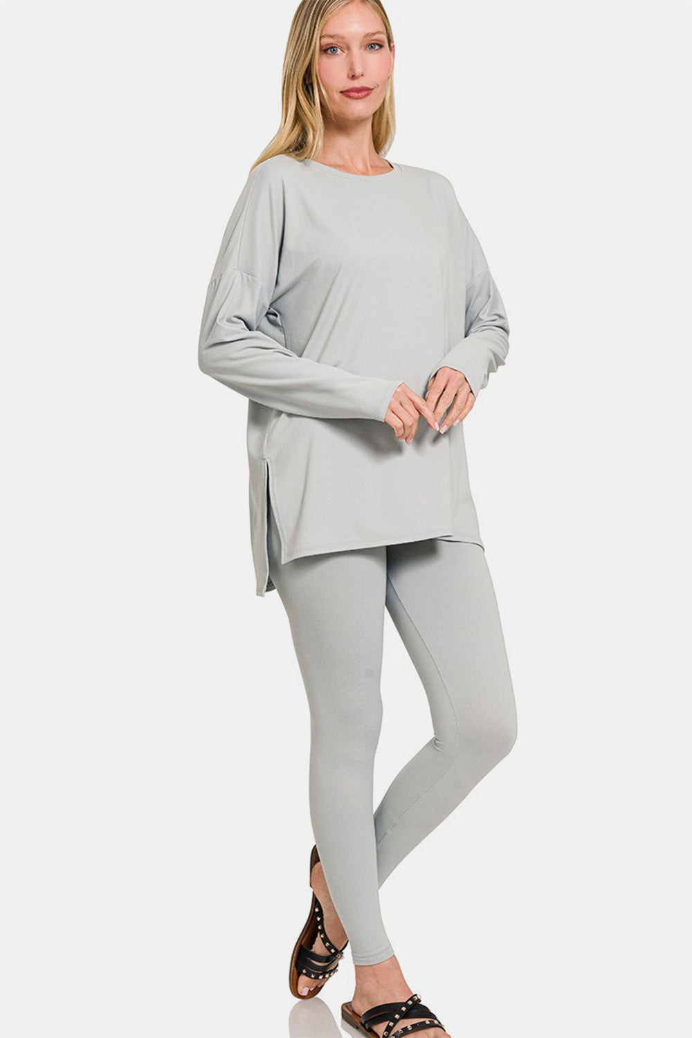 Zenana Full Size Brushed Microfiber Top and Leggings Lounge Set - felvior