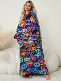 Fuzzy Pocketed Long Sleeve Hooded Lounge Dress - felvior