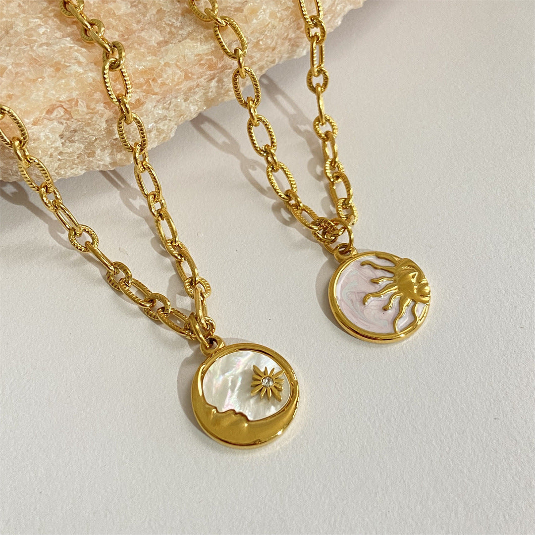 Titanium Steel Sun & Moon Necklace - felvior