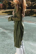 Openwork Open Front Long Sleeve Cardigan