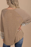 Striped Round Neck Long Sleeve Blouse - felvior