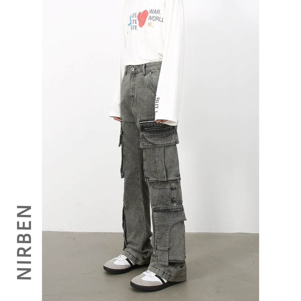 Men's Mid Rise Jeans with Cargo Pockets