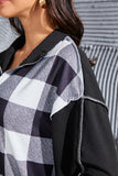 Plaid Exposed Seam Long Sleeve Blouse - felvior