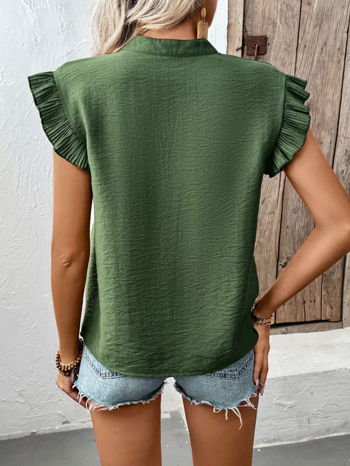 Perfee Ruffled Cap Sleeve Blouse - felvior