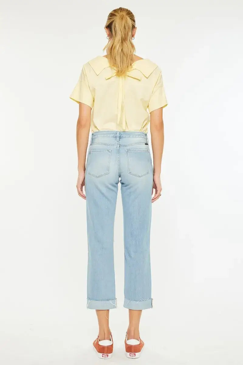 Kancan Mid Rise Distressed Boyfriend Jeans
