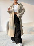 Collared Neck Long Sleeve Longline Trench Coat - felvior