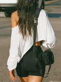 Devine One Shoulder Long Sleeve T-Shirt - felvior