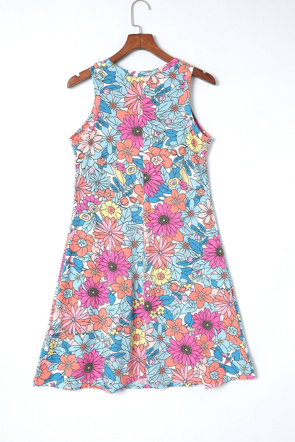 Floral Round Neck Sleeveless Dress - felvior