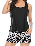 Cutout Printed Round Neck Three-Piece Swim Set - felvior