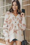 Leopard V Neck Button Down Cardigan - felvior
