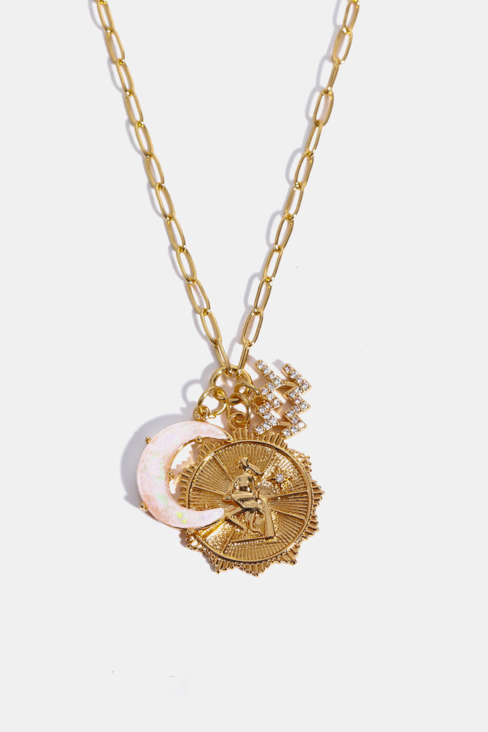 Constellation and Moon Pendant Copper Necklace - felvior