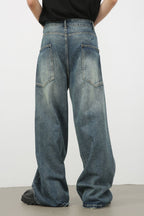 Men's Distressed Detail Wide Leg Jeans