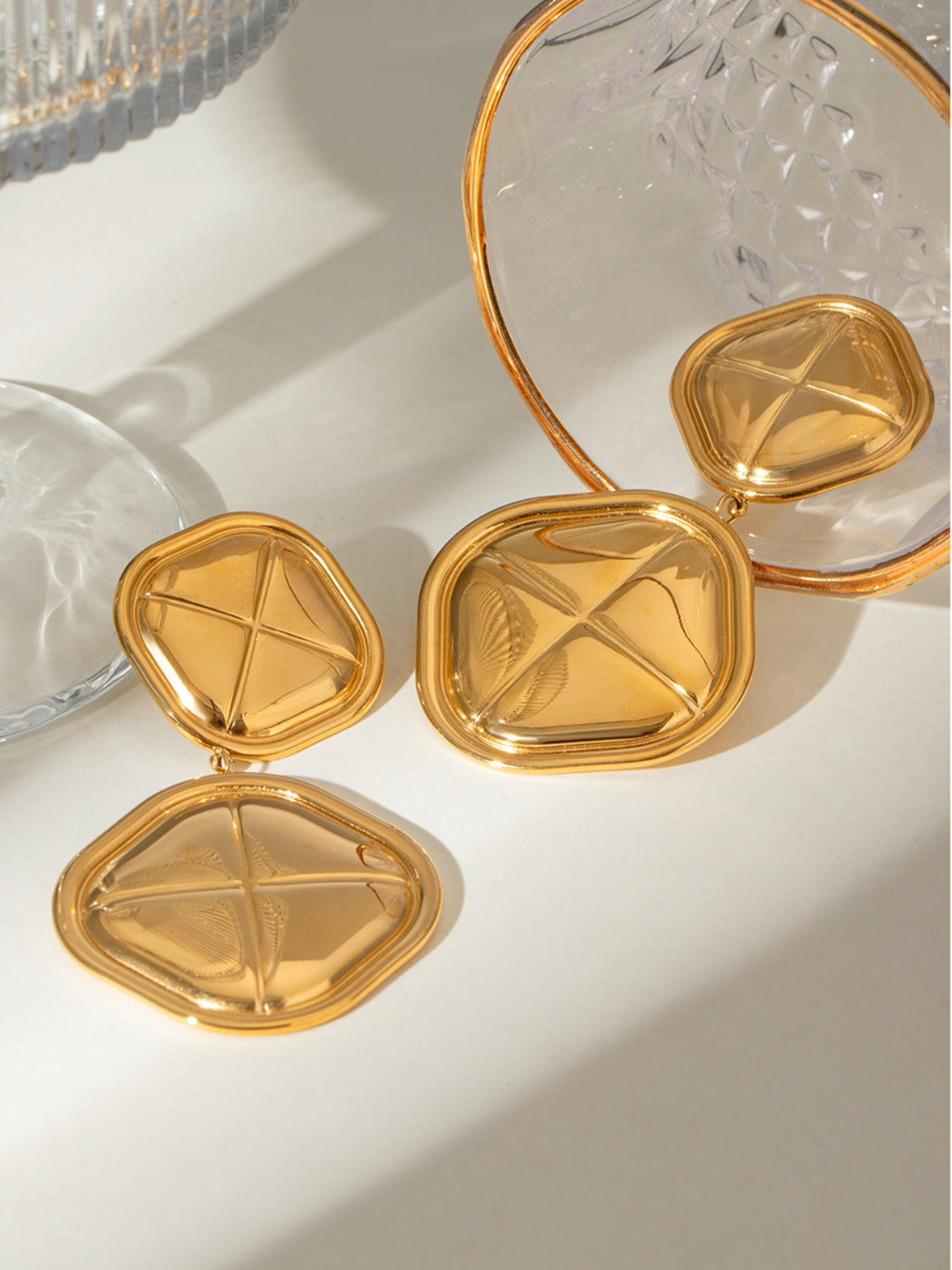 18K Gold-Plated Stainless Steel Square Earrings - felvior