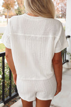 Texture Short Sleeve Top and Shorts Set
