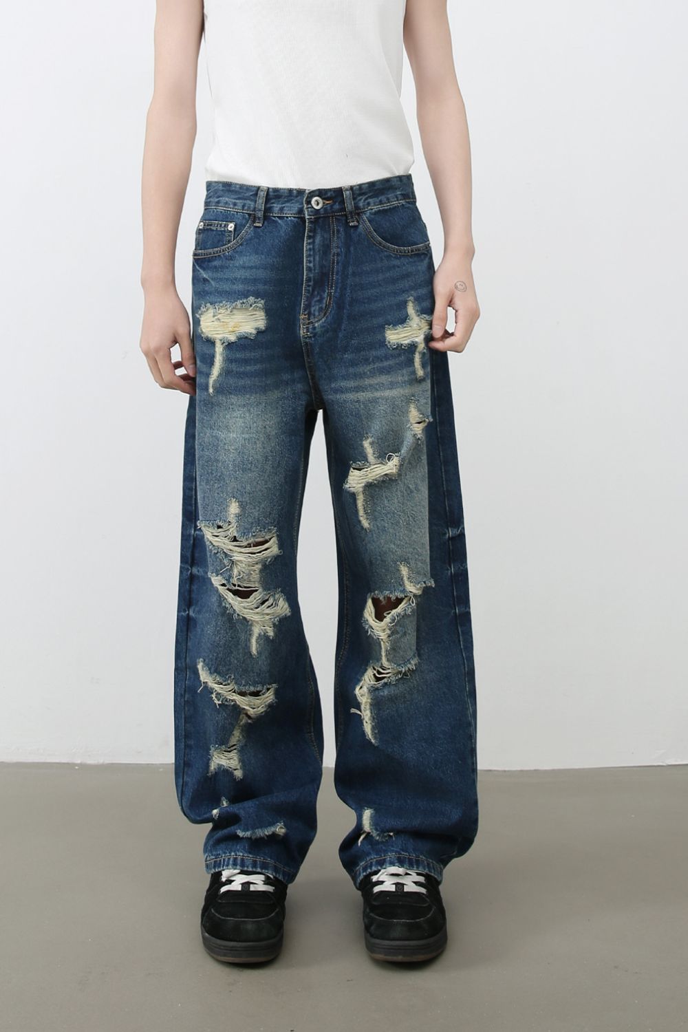 Men's Distressed Jeans with Pockets