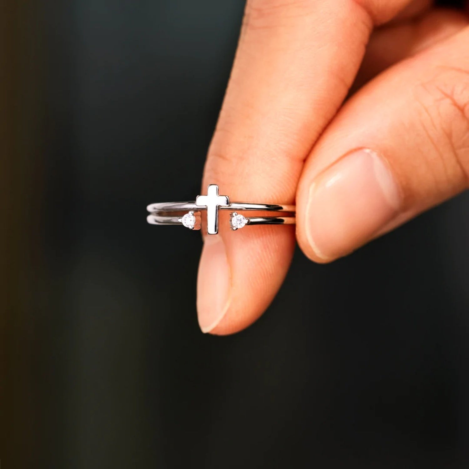 925 Sterling Silver Cross Ring Zweitbild
