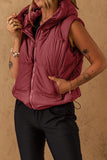 Drawstring Zip Up Hooded Vest Coat - felvior