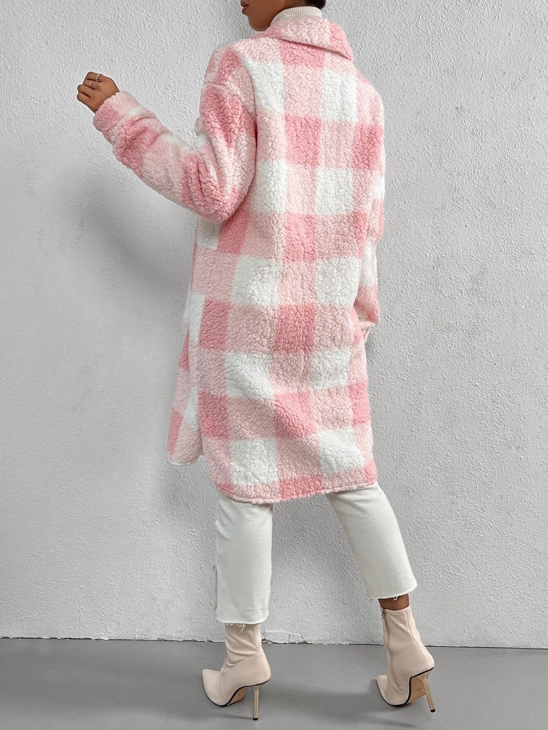 Plaid Collared Neck Button Down Coat - felvior