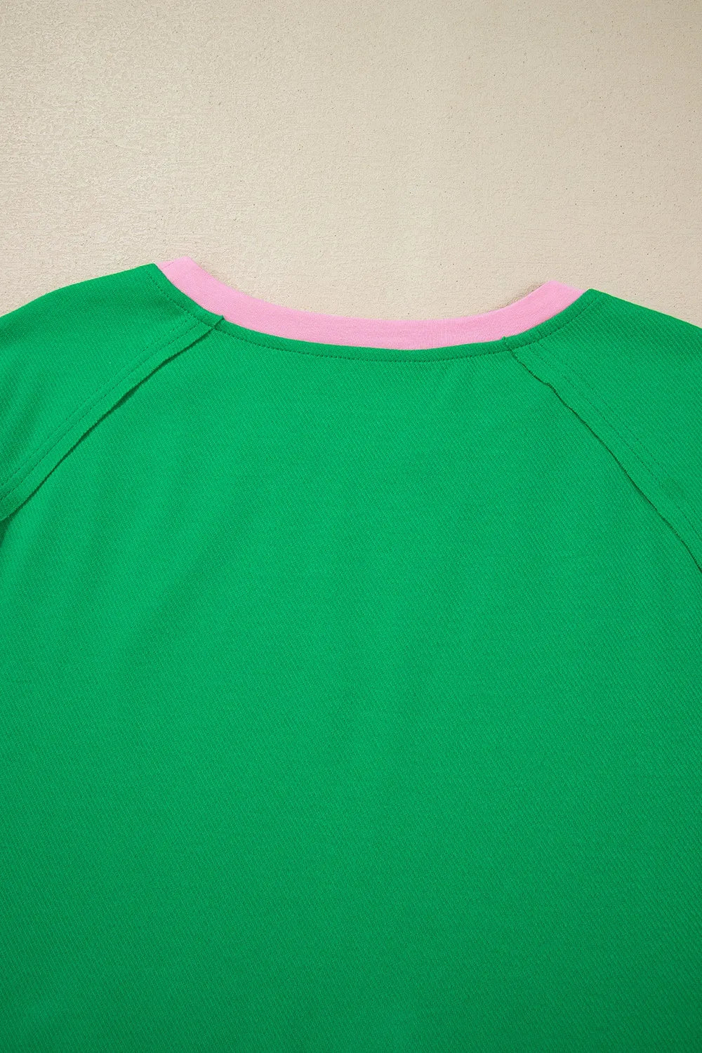 Two Tone Contrast Textured Crewneck Tee and Shorts Set - felvior