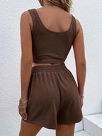 Full Size Wide Strap Tank and Shorts Set Plus Size