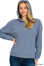 Zenana Ribbed Long Sleeve Hoodie