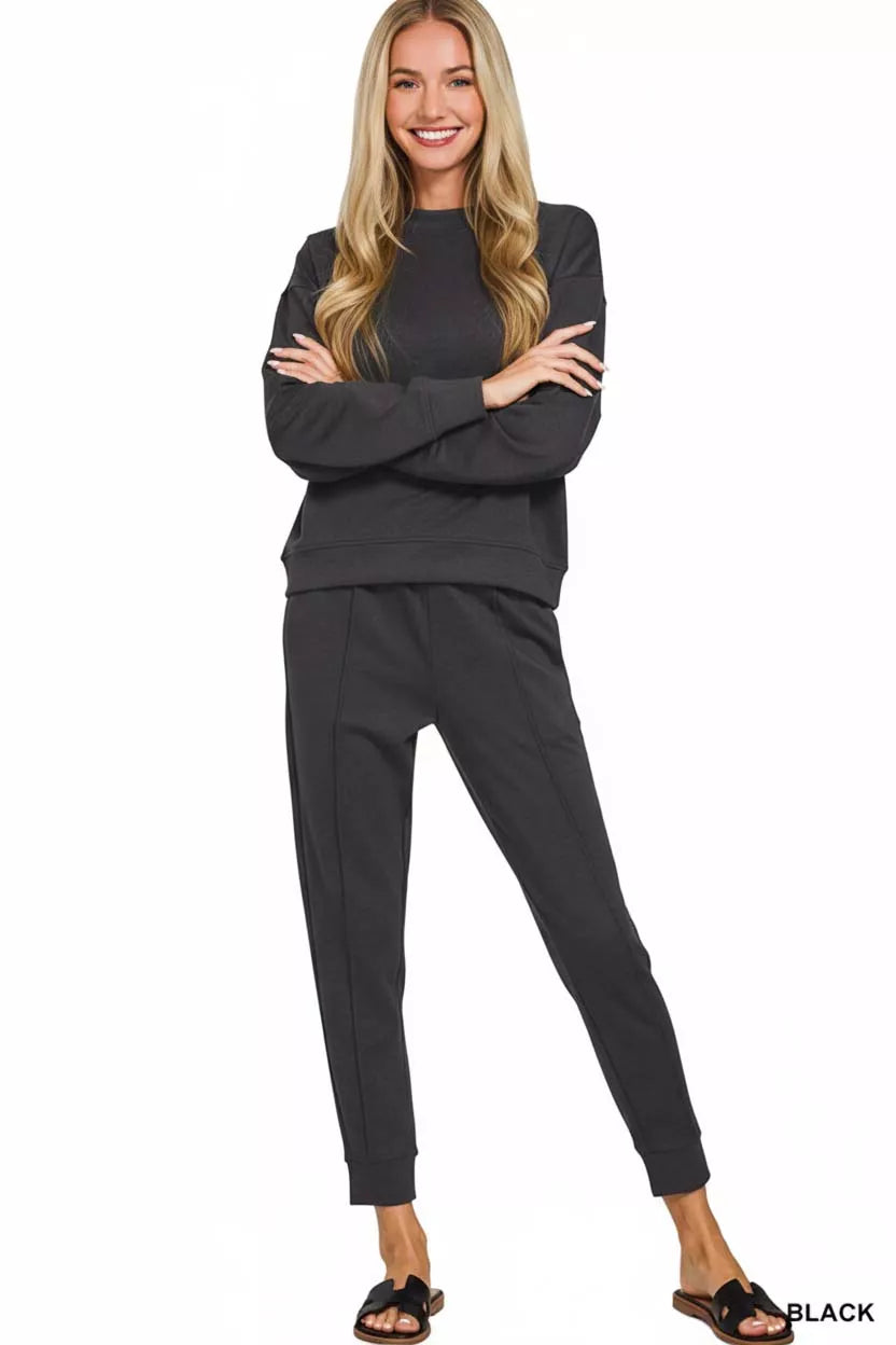 Zenana Scuba Mock Neck Sweatshirt and Joggers Set Zweitbild