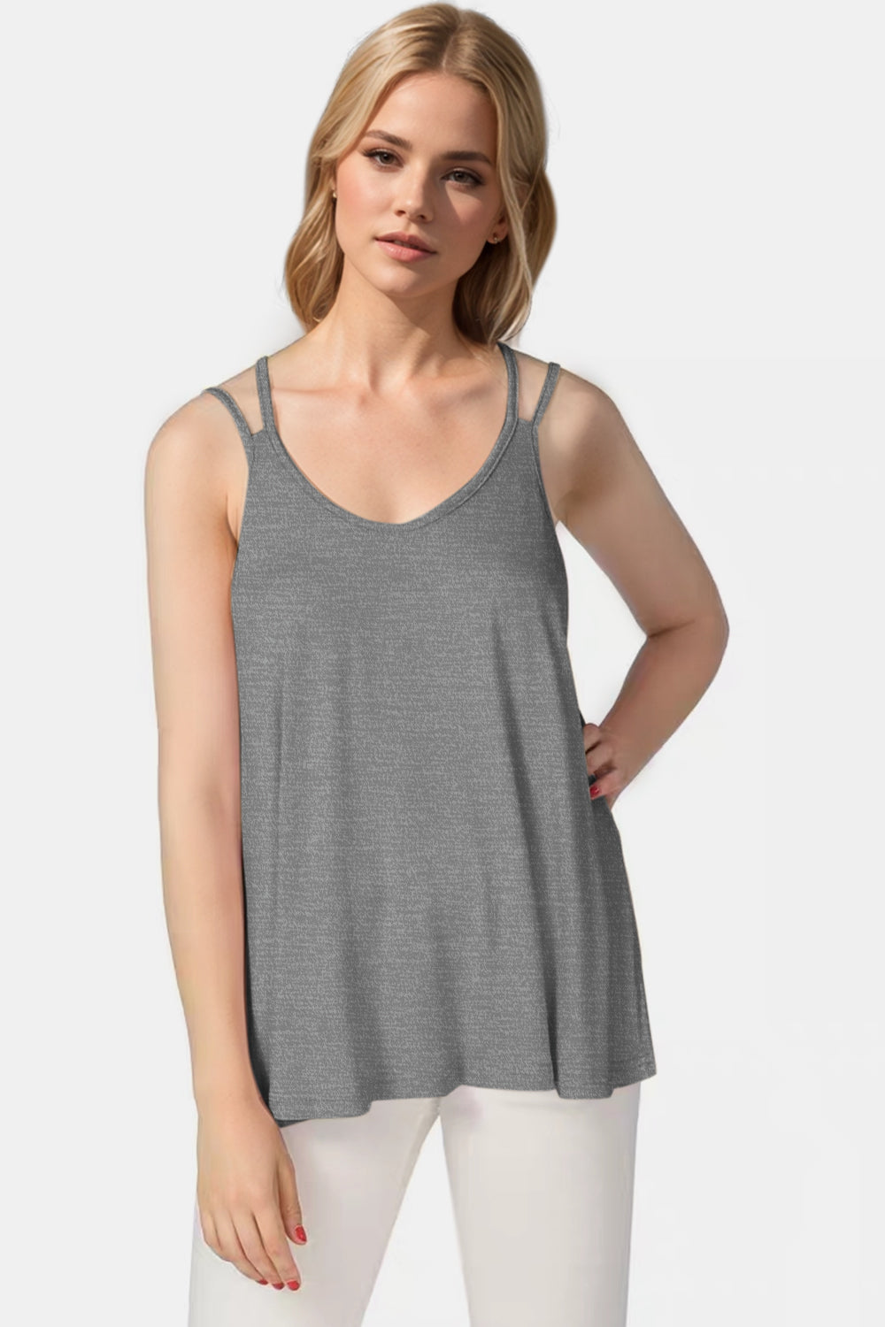 Basic Bae Bamboo Scoop Neck Double Spaghetti Straps Cami - felvior