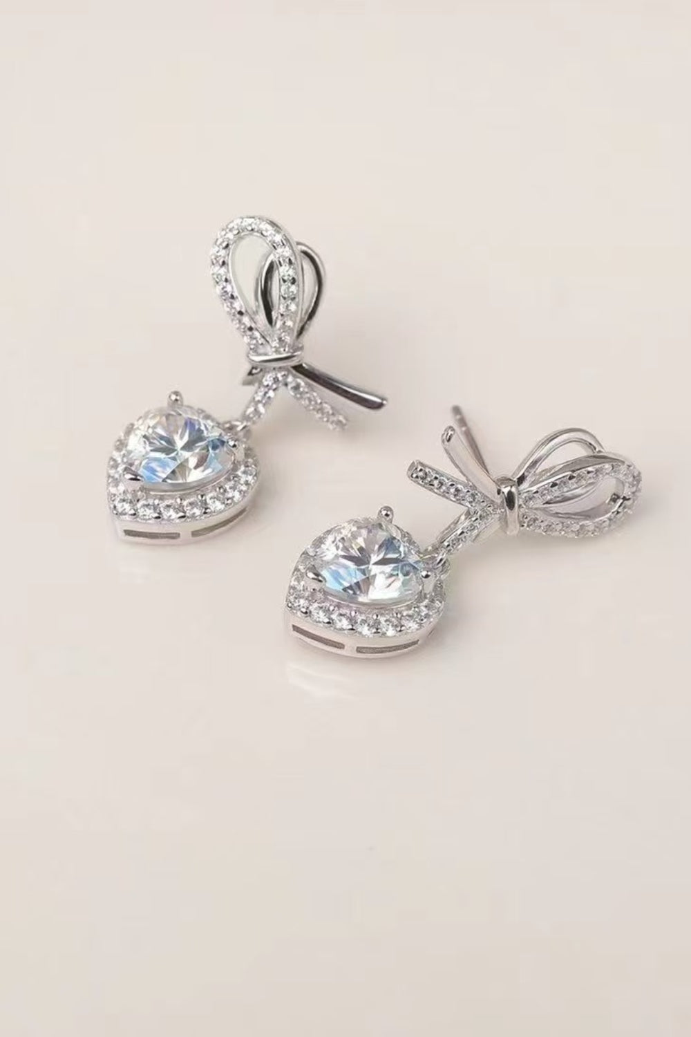 2 Carat Moissanite 925 Sterling Silver Heart Earrings - felvior