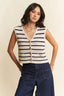 Davi & Dani Sleeveless Cropped Striped Sweater Knit Vest Top