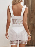 Ruffled Openwork Sleeveless Cover-Up Dress - felvior