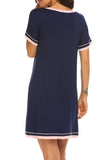 Contrast Trim Short Sleeve Lounge Dress - felvior