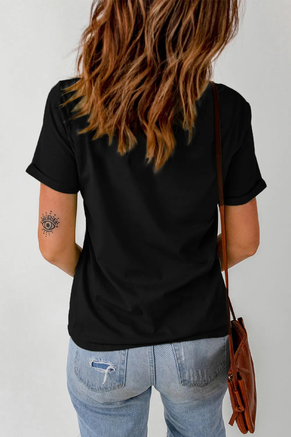 Letter Graphic Round Neck Short Sleeve T-Shirt - felvior